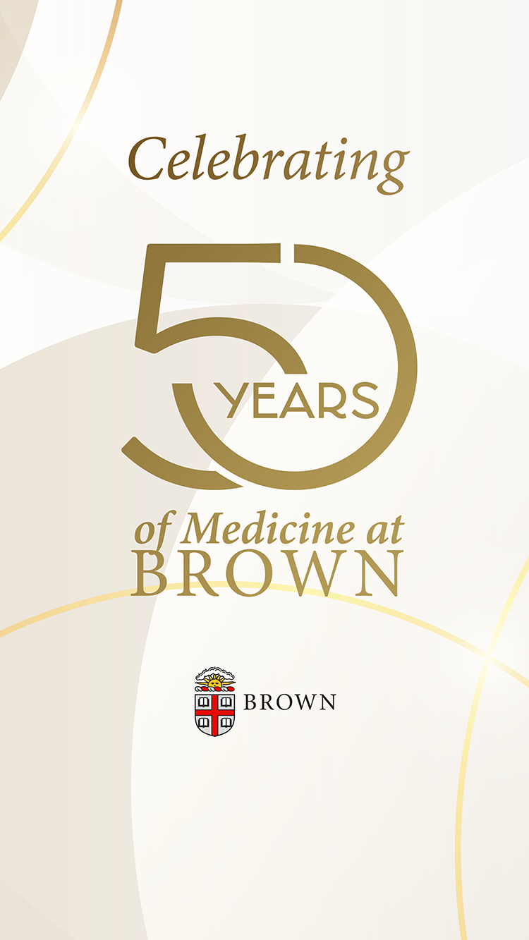 Brown 50 years of medicine story card circles