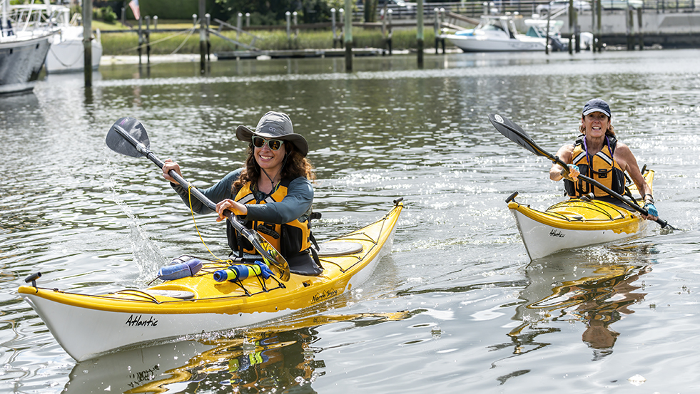 two people kayaking
