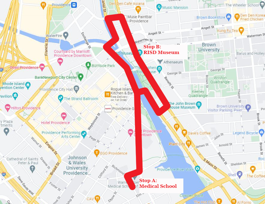 map with shuttle route to campus