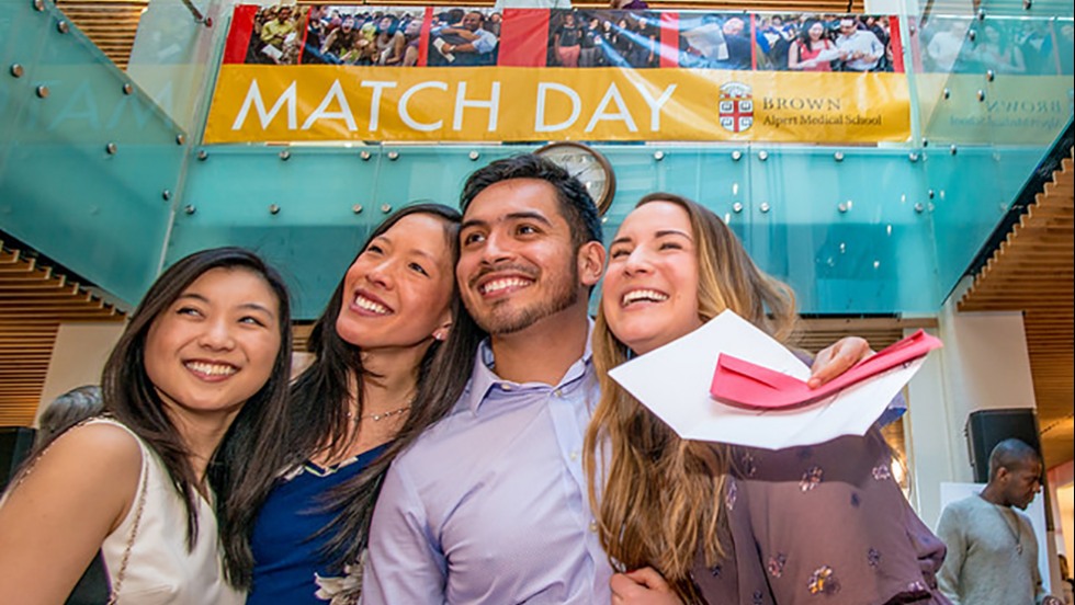 Students in front of Match Day sign