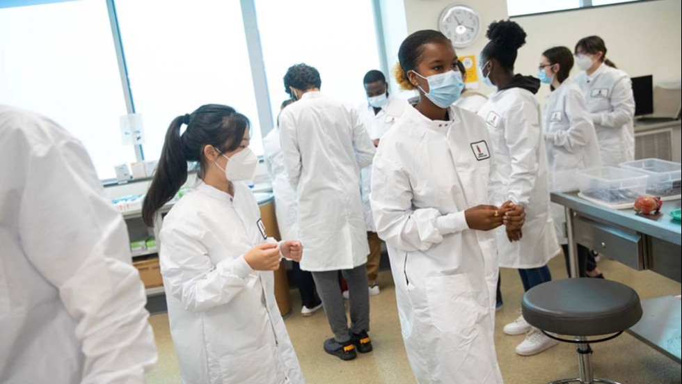 students in a medical lab