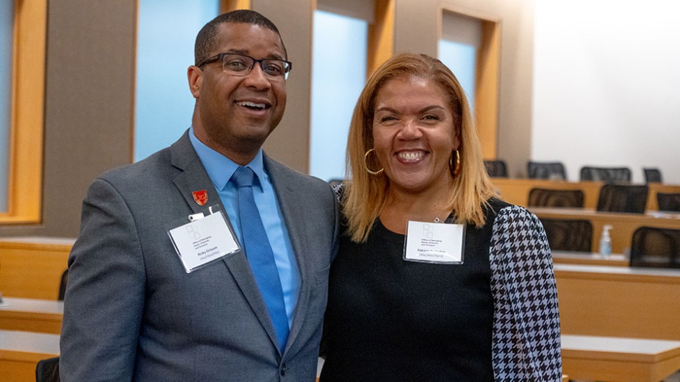 Assistant Professor of Pathology and Laboratory Medicine Ricky Grisson with Senior Associate Dean for Diversity, Equity and Inclusion Patricia Poitevien.