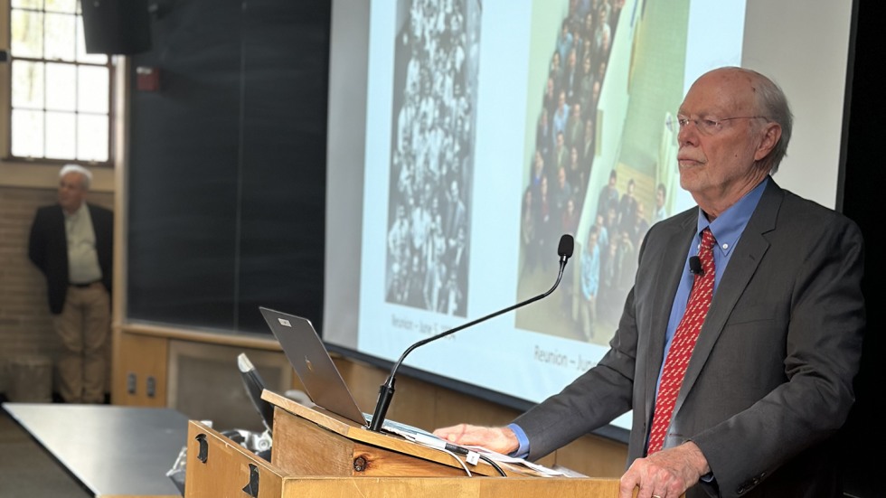 Phillip A. Sharp, PhD, emeritus professor of biology at MIT, delivered a talk on on RNA discoveries and advances in health care.