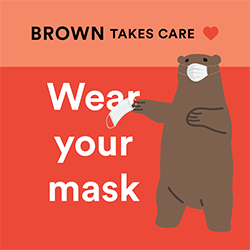 Brown graphic encouraging people to wear masks